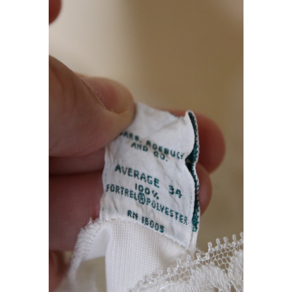 Sears "The Doesn't Slip" Vintage 70's White Eyelet Lace long slip Dress Size 34 - Picture 6 of 6